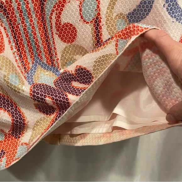 Sexy sequin swirl J. Mclaughlin mini skirt wedding party club brunch cream - Picture 5 of 8